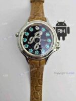 Replica Swiss Fendi Watch Colored diamonds Brown Leather